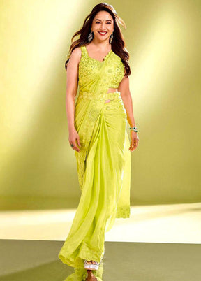 Green Georgette Saree With Blouse Piece