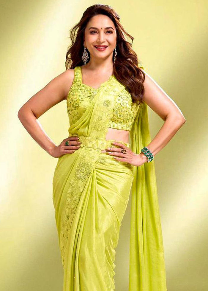 Green Georgette Saree With Blouse Piece