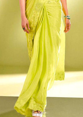 Green Georgette Saree With Blouse Piece