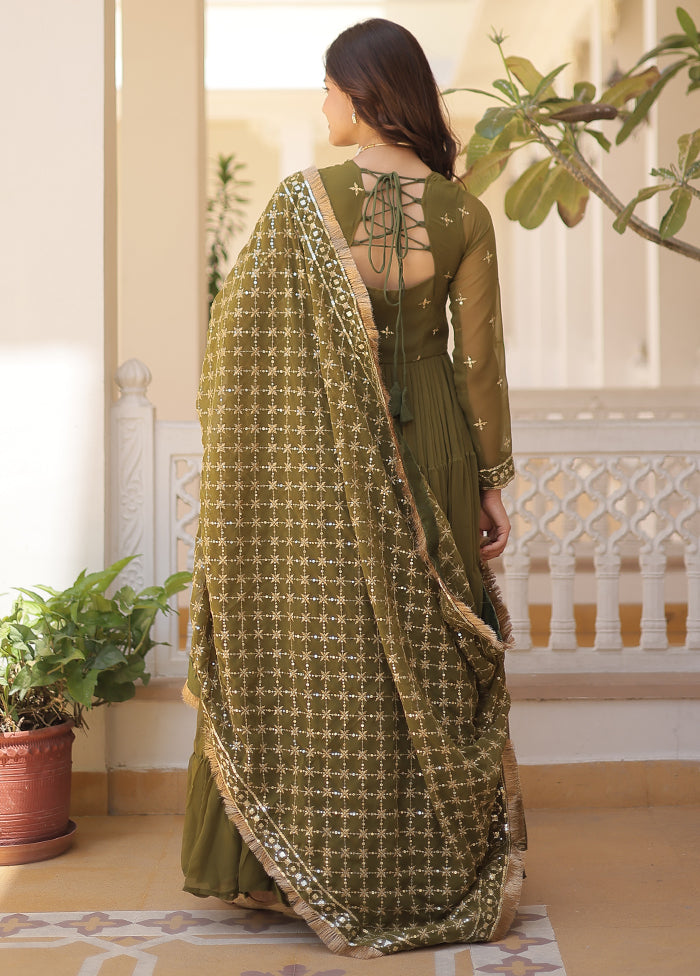 Mehendi Readymade Georgette Indian Dress - Indian Silk House Agencies