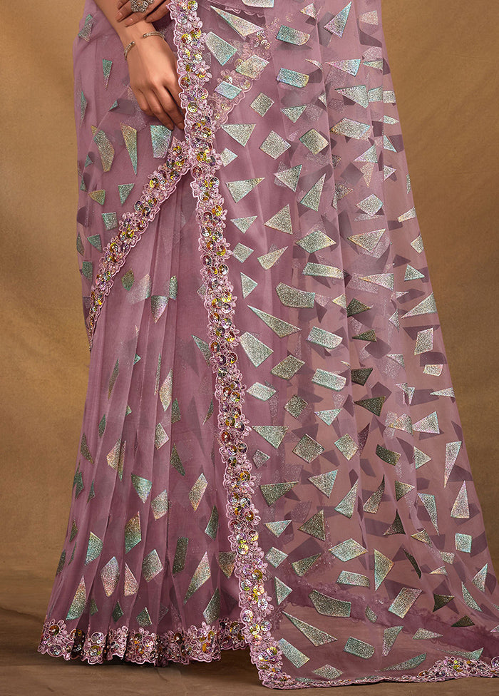 Purple Net Net Saree With Blouse Piece - Indian Silk House Agencies