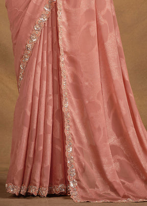 Peach Georgette Saree With Blouse Piece - Indian Silk House Agencies