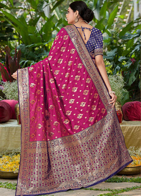 Purple Banarasi Silk Saree With Blouse Piece