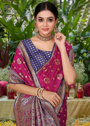 Purple Banarasi Silk Saree With Blouse Piece