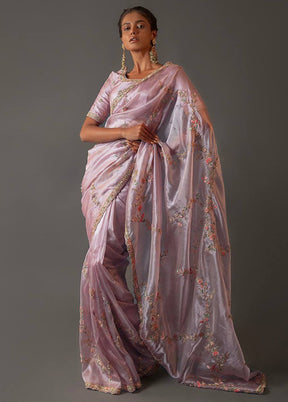 Lavender Organza Saree With Blouse Piece