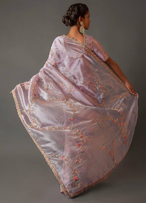 Lavender Organza Saree With Blouse Piece