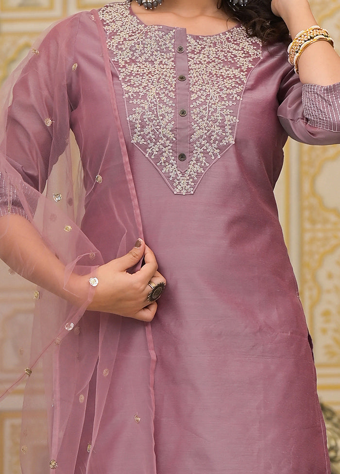 3 Pc Pink Readymade Cotton Dupatta Suit Set