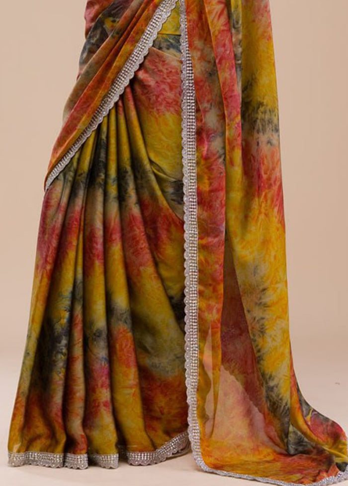 Multicolor Georgette Saree With Blouse Piece