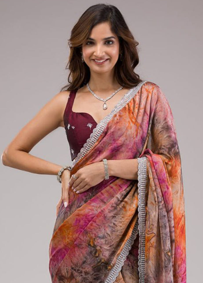 Multicolor Georgette Saree With Blouse Piece