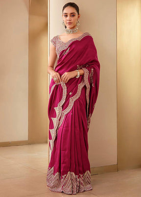 Maroon Dupion Silk Saree With Blouse Piece