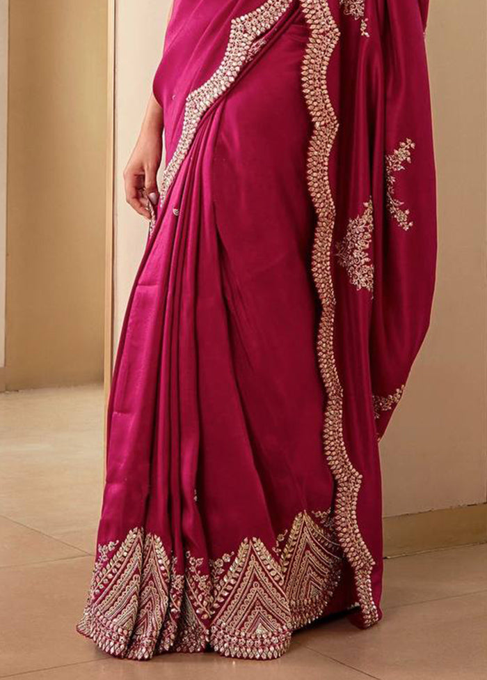 Maroon Dupion Silk Saree With Blouse Piece