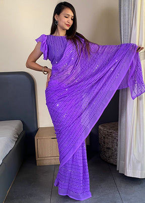 Lavender Georgette Saree With Blouse Piece