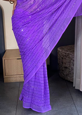 Lavender Georgette Saree With Blouse Piece