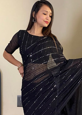 Black Georgette Saree With Blouse Piece