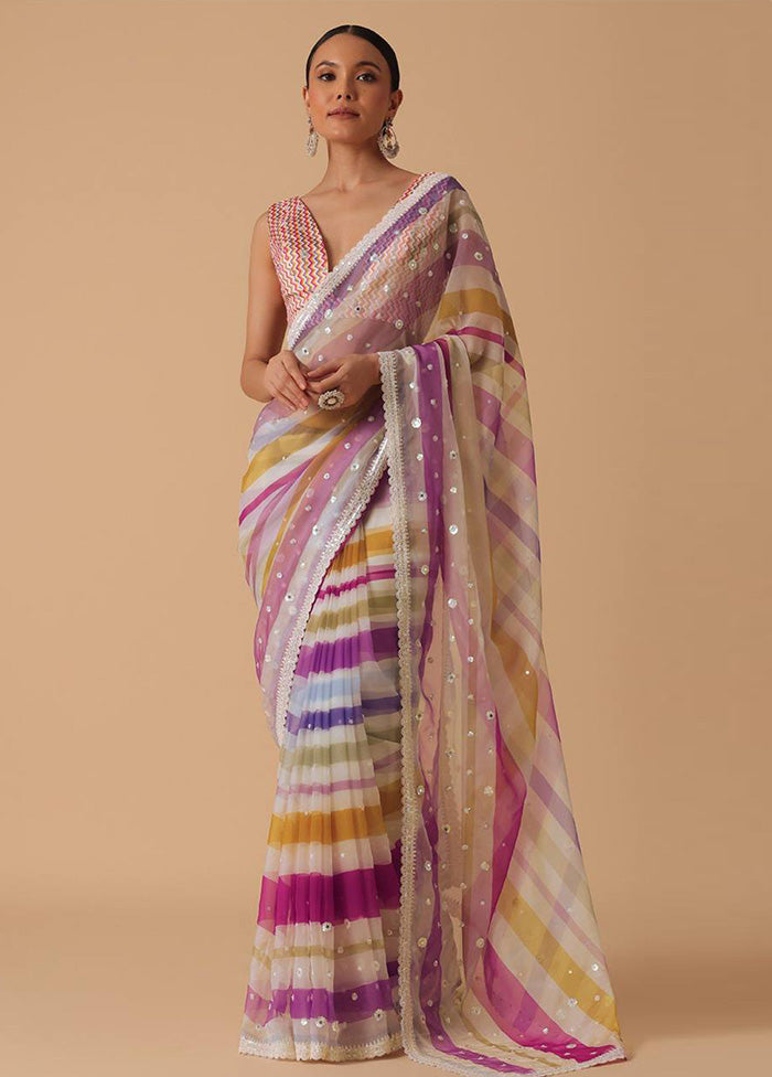 Multicolor Georgette Saree With Blouse Piece