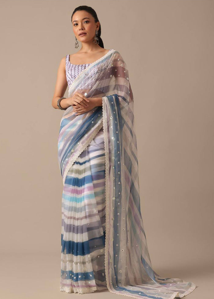 Multicolor Georgette Saree With Blouse Piece