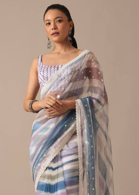 Multicolor Georgette Saree With Blouse Piece