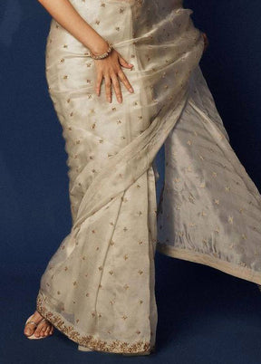 Beige Organza Saree With Blouse Piece