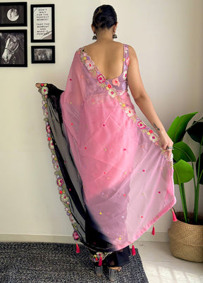 Pink Georgette Saree With Blouse Piece