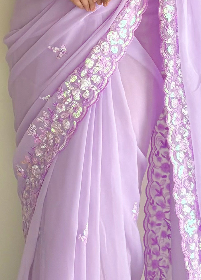 Purple Georgette Saree With Blouse Piece