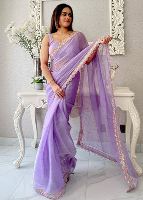 Purple Spun Silk Saree With Blouse Piece