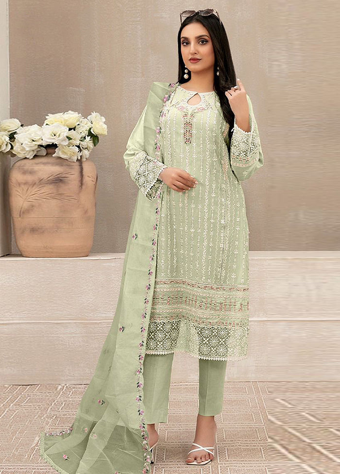 3 Pc Green Semi Stitched Georgette Suit Set