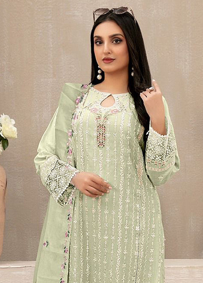 3 Pc Green Semi Stitched Georgette Suit Set