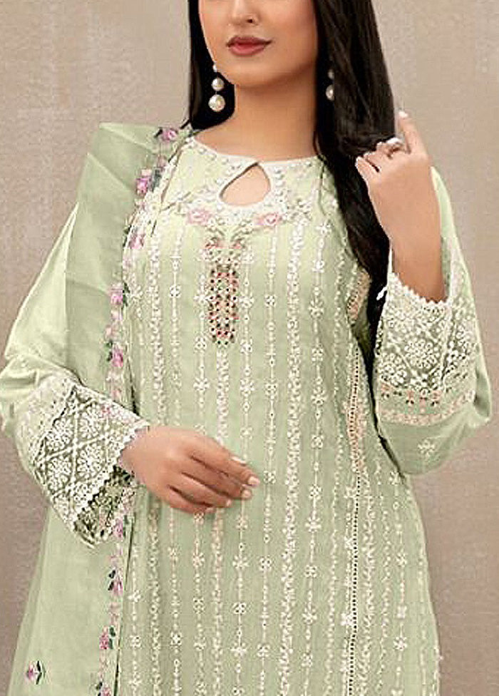 3 Pc Green Semi Stitched Georgette Suit Set