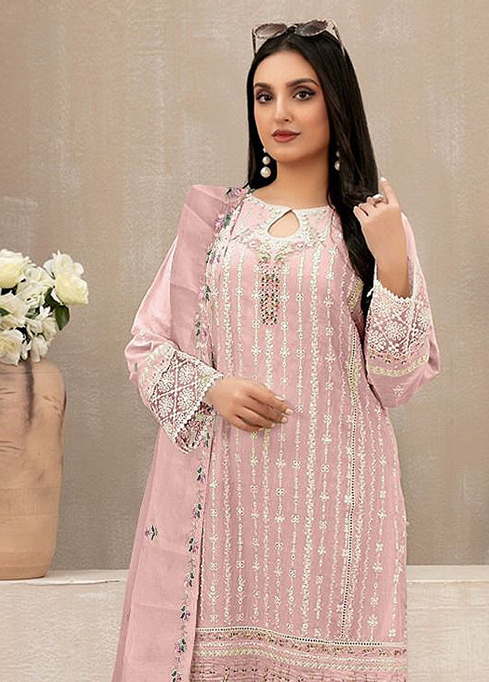 3 Pc Pink Semi Stitched Georgette Suit Set