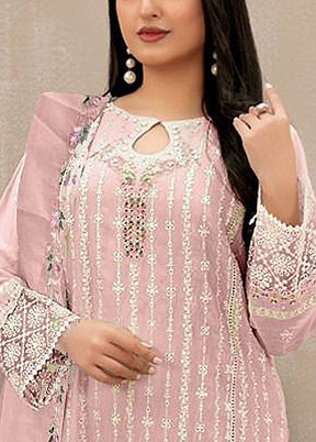 3 Pc Pink Semi Stitched Georgette Suit Set