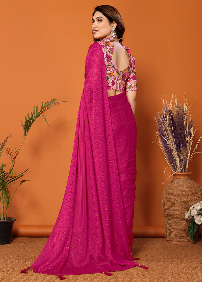 Pink Spun Silk Saree With Blouse Piece