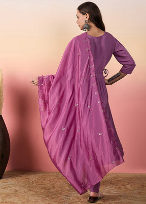 3 Pc Pink Pure Readymade Silk Suit Set