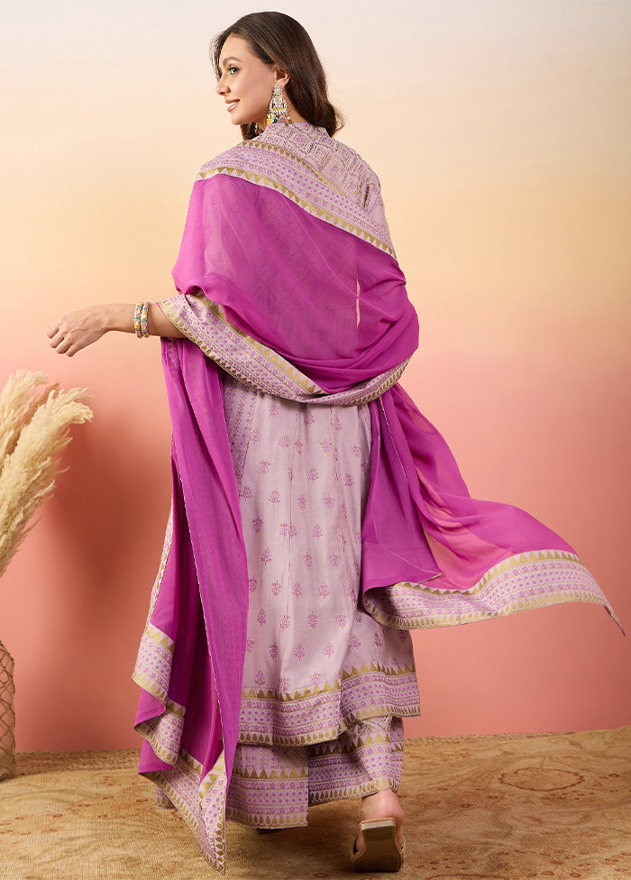 3 Pc Pink Pure Readymade Silk Suit Set