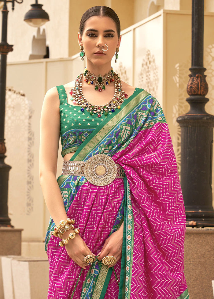 Pink Dupion Silk Saree With Blouse Piece