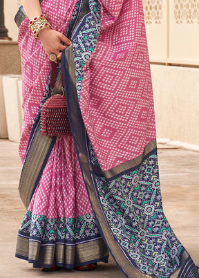 Pink Dupion Silk Saree With Blouse Piece