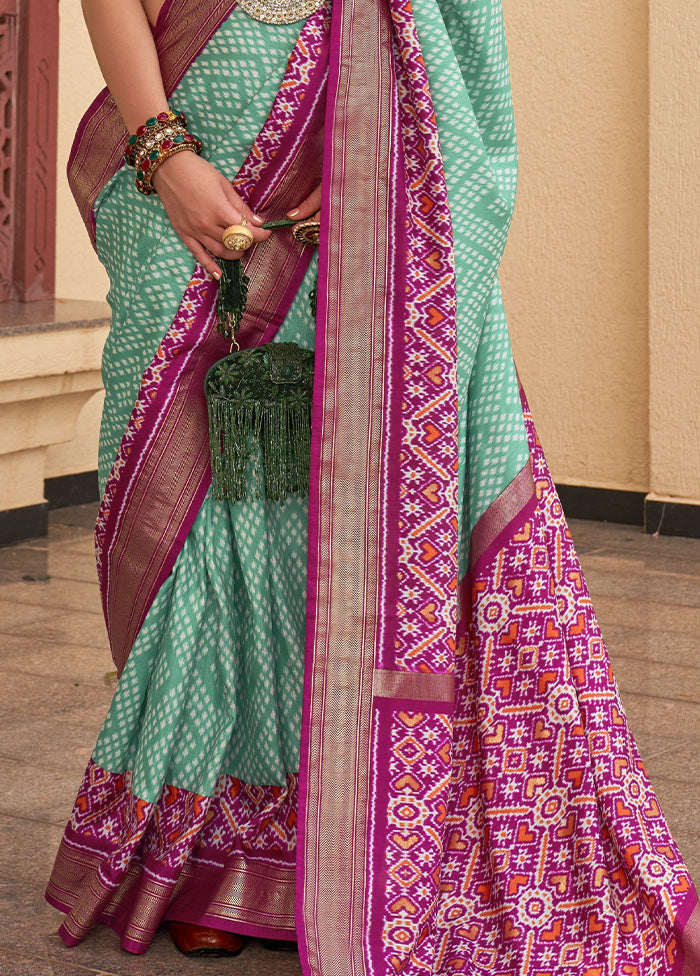 Sea Green Dupion Silk Saree With Blouse Piece