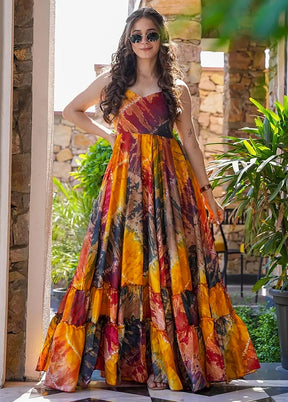 Multicolor Readymade Rayon Long Gown