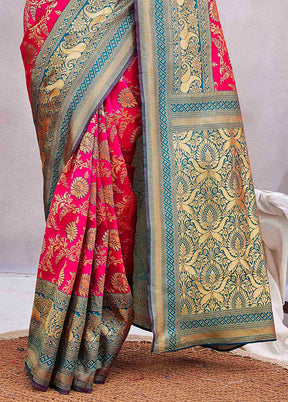 Pink Baluchari Silk Saree With Blouse Piece