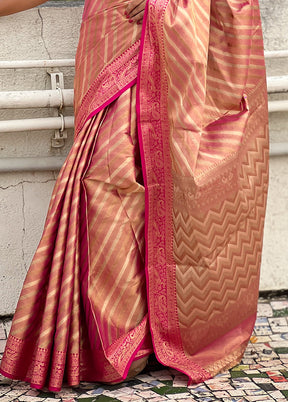 Pink Spun Silk Saree With Blouse Piece