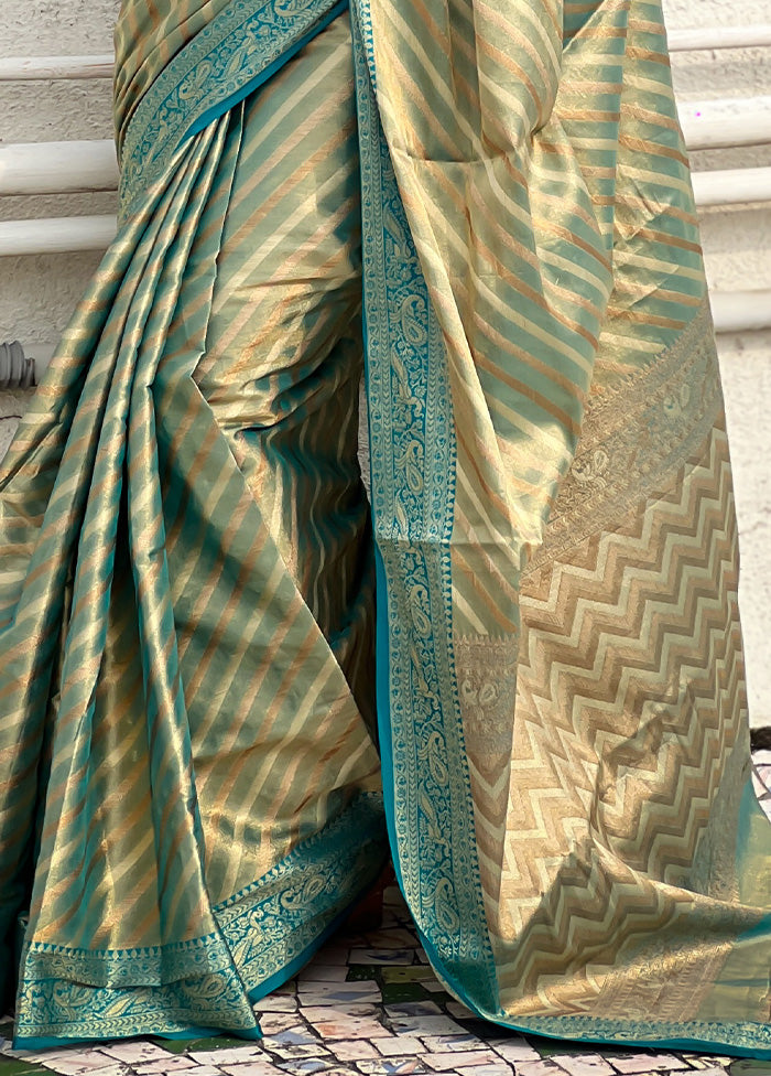 Blue Spun Silk Saree With Blouse Piece