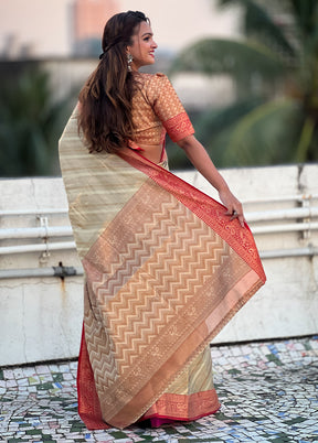 Grey Spun Silk Saree With Blouse Piece