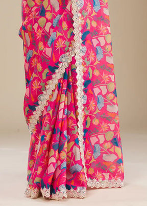 Pink Georgette Saree With Blouse Piece