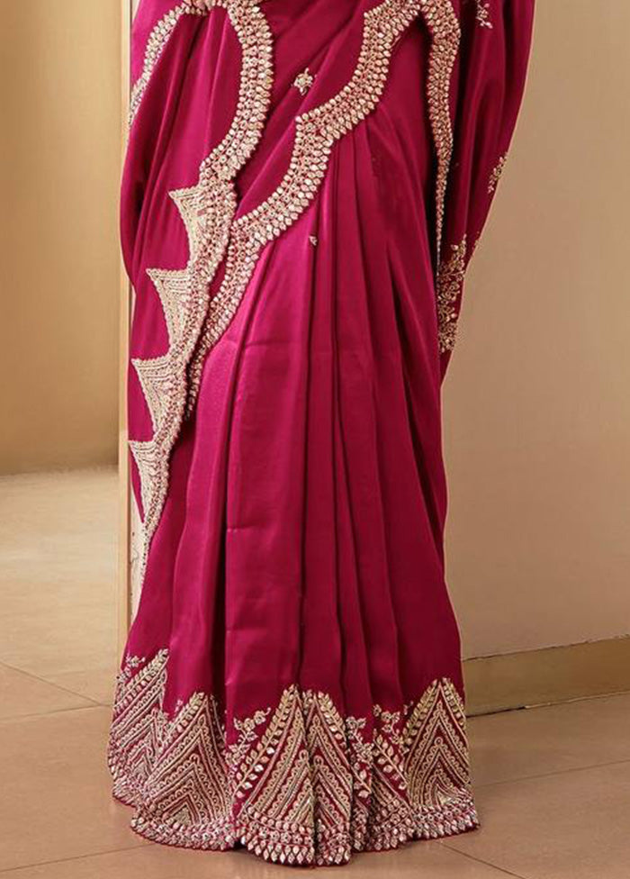 Pink Spun Silk Saree With Blouse Piece