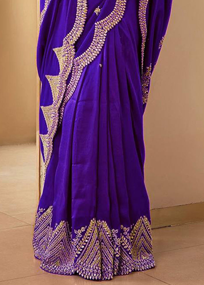 Purple Spun Silk Saree With Blouse Piece