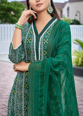 3 Pc Green Readymade Cotton Suit Set