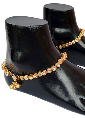 Gold And Gold Kundan Studded Anklet - Indian Silk House Agencies