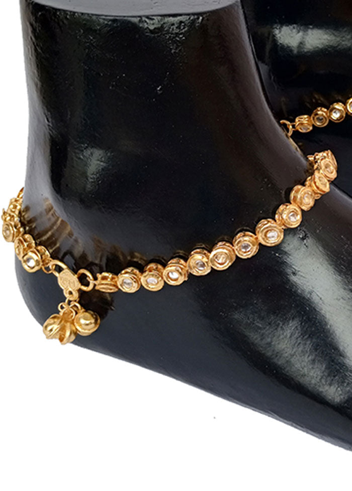 Gold And Gold Kundan Studded Anklet - Indian Silk House Agencies