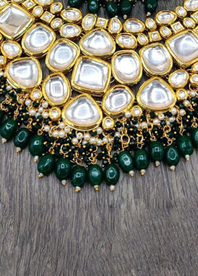 Green Kundan Polki Jewellery Set With Mangtika - Indian Silk House Agencies