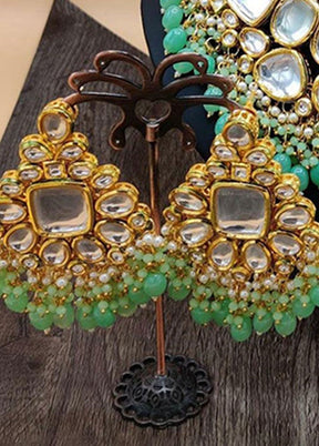 Green Kundan Polki Jewellery Set With Mangtika - Indian Silk House Agencies