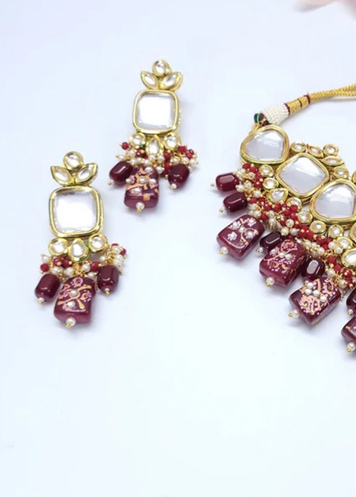 Earring Gale Ka Set Flipkart Wine Polki Kundan Choker Set